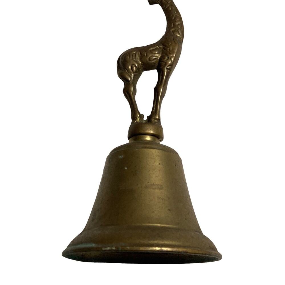 Vintage Solid Brass Giraffe Hand Held Bell 7" Paradies Collection - Picture 5 of 7